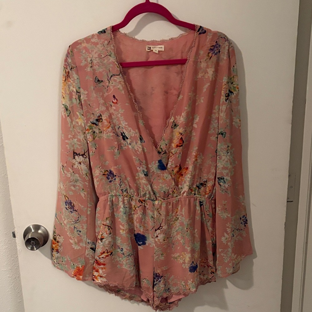 Floral Pink Bell Sleeve Romper
